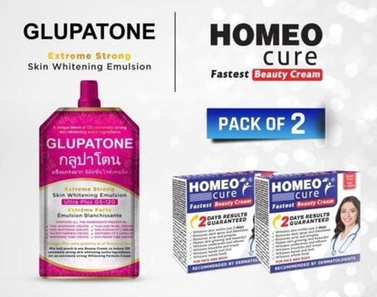 Pack of 3: 1 Glupatone Strong whitening Emulsion+ 2 Homeo cure beauty cream - PREMIUM PICKS